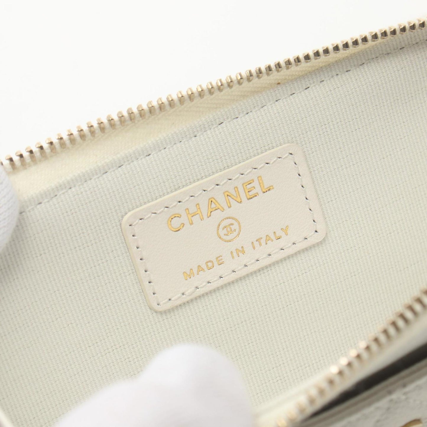 CHANEL Matelasse Wallet/Coin Case Wallet Caviar Skin Women's White AP3179