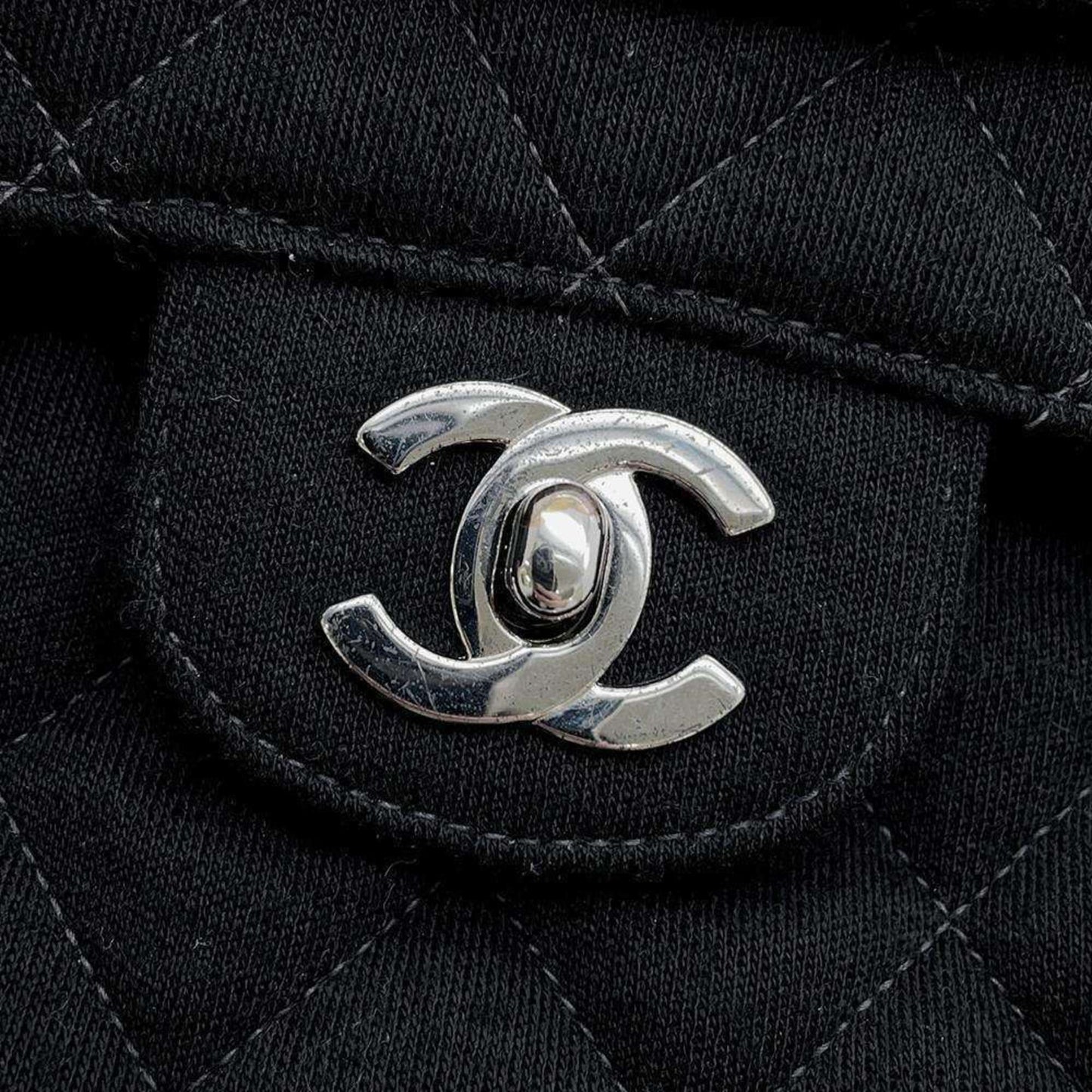 Chanel Shoulder Bag Double Face Matelasse Coco Mark Cotton CHANEL Black