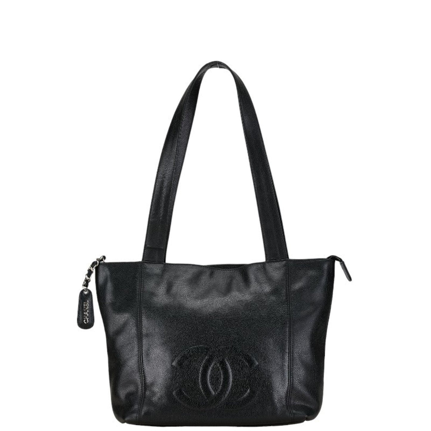 Chanel Coco Mark Tote Bag Shoulder Black Caviar Skin Women's CHANEL