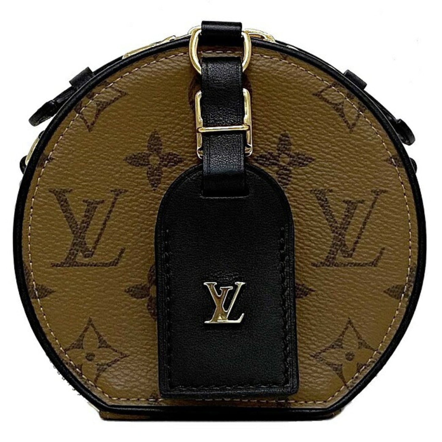 Louis Vuitton Shoulder Bag Bowat Chapo Brown Black Gold Monogram Reverse M68276 PL0240 LOUIS VUITTON Pochette Mini Name Tag LV Round