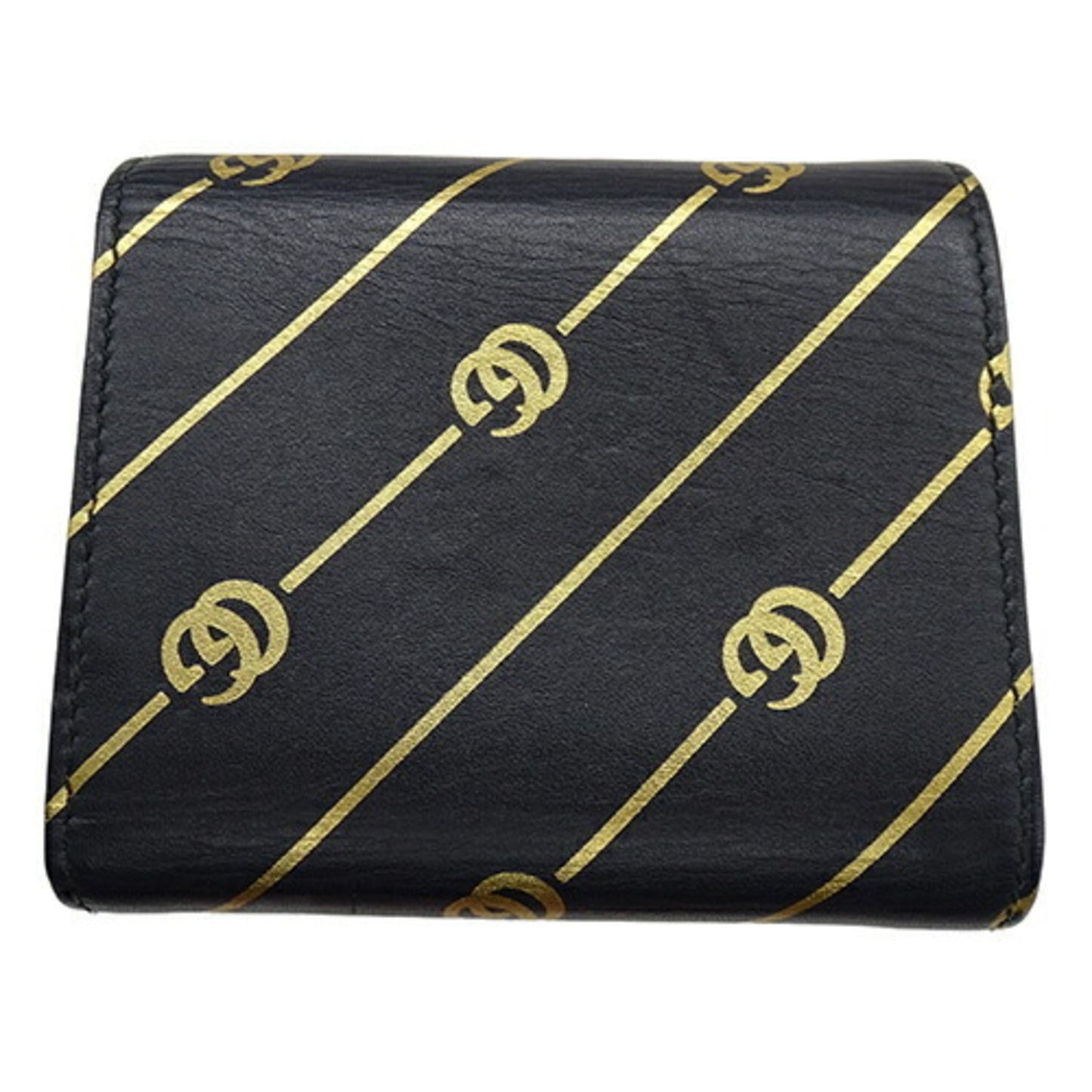 Gucci Black Gold Leather Wallet (Tri-Fold)