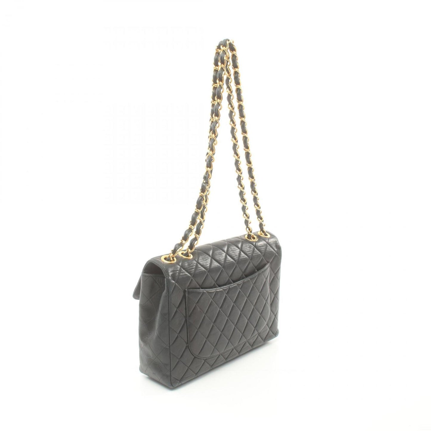 CHANEL Deca Matelasse 30 Single Flap Shoulder Bag, Lambskin, Women's, Black