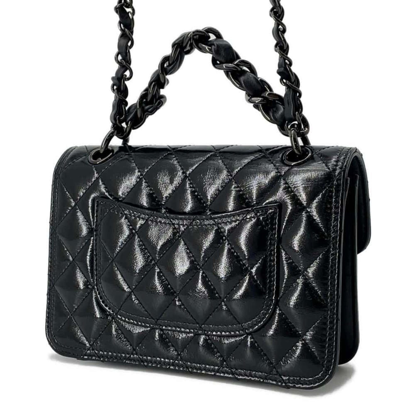 Chanel Chain Shoulder Bag Matelasse Coco Mark Shiny Calf Leather AS4051 CHANEL Black