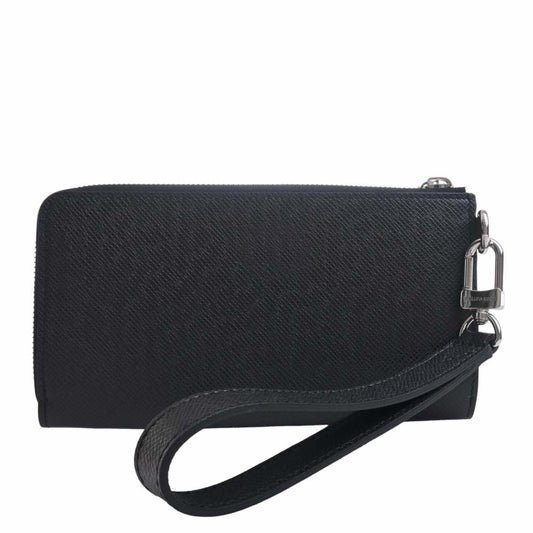 LOUIS VUITTON Taiga Zippy Dragonne Long Wallet M69409 Black Ladies
