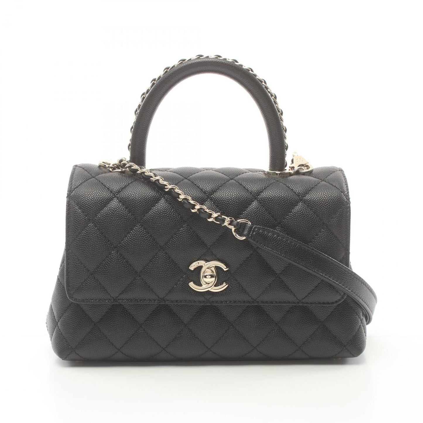 CHANEL Flap Matelasse Handbag Bag Caviar Skin Women's Black A92990