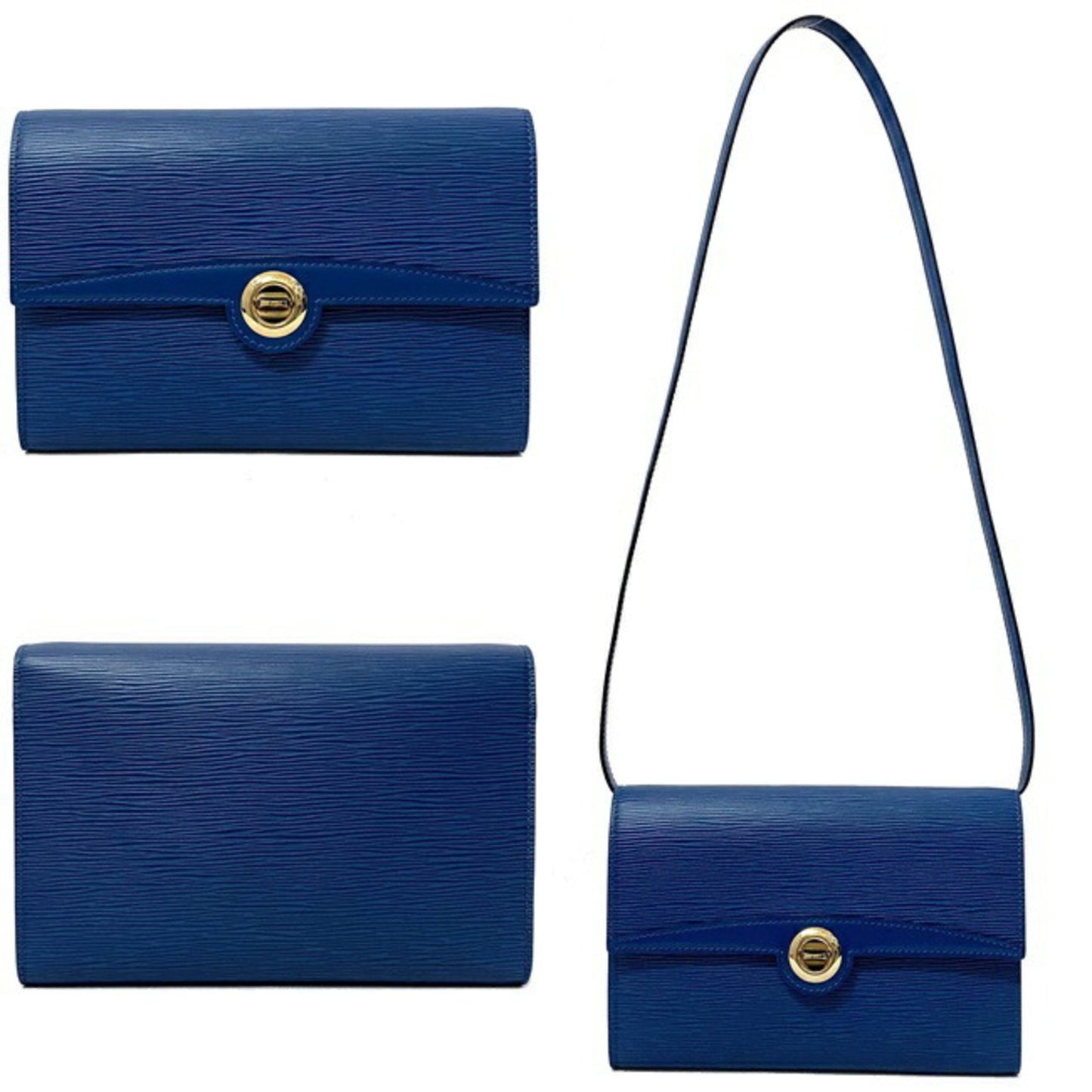 Louis Vuitton Shoulder Bag Arche Blue Toledo Epi M57575 Leather MI0965 LOUIS VUITTON Flap Turn Lock Clutch