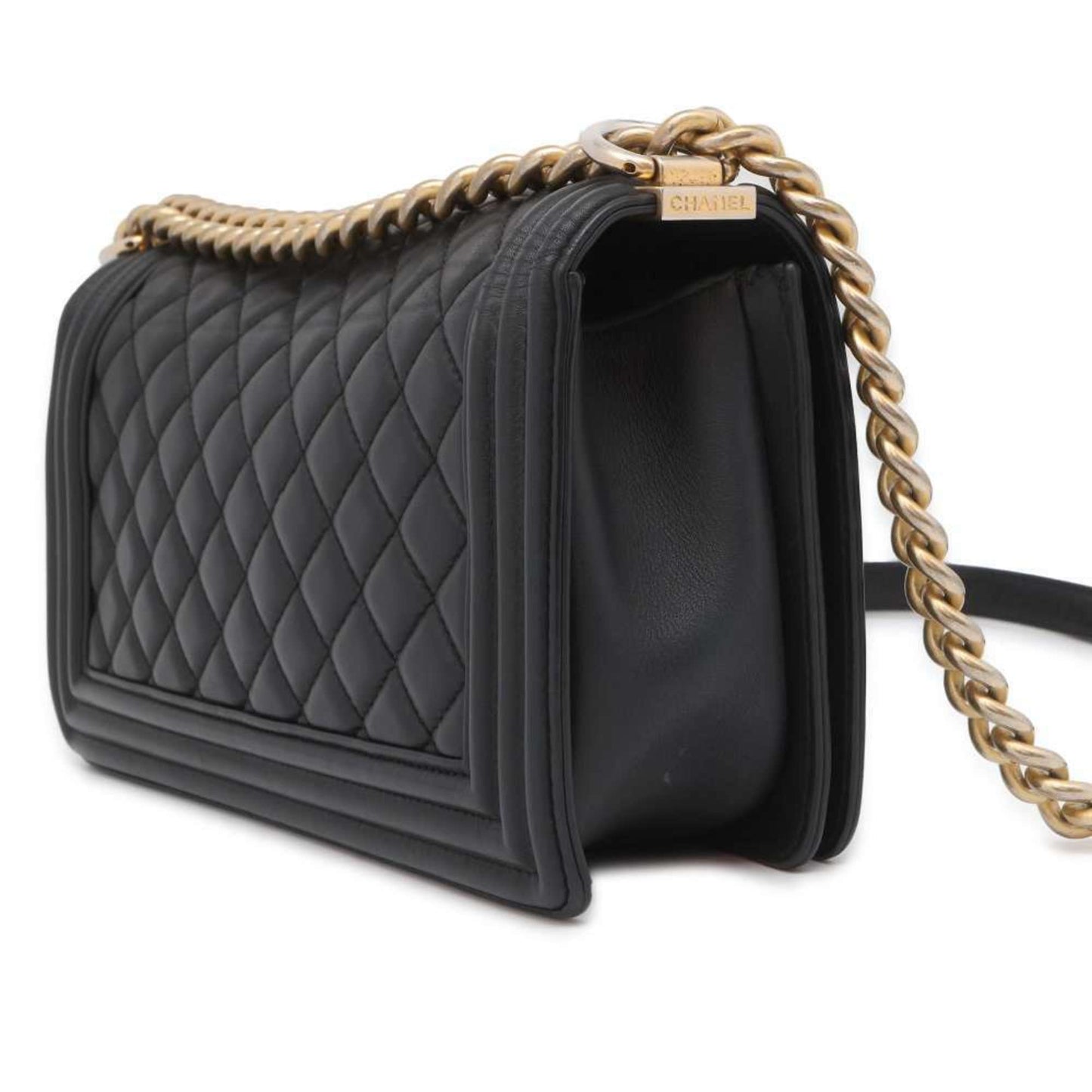 Chanel Chain Shoulder Bag Boy Lambskin Coco Mark A67086 CHANEL Black