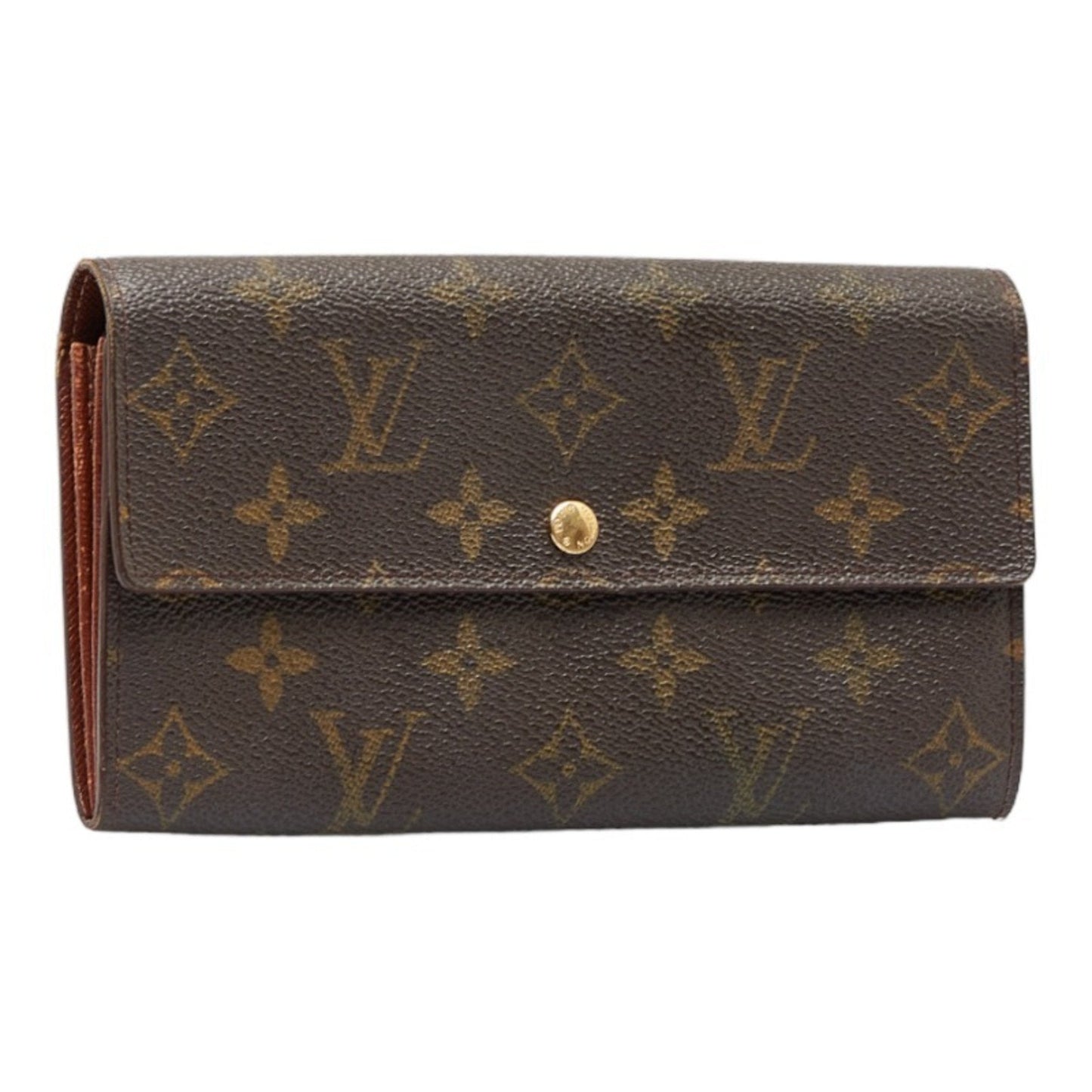 LOUIS VUITTON Monogram Pochette Porte Monet Credit Long Wallet M61725 Brown PVC Leather Ladies