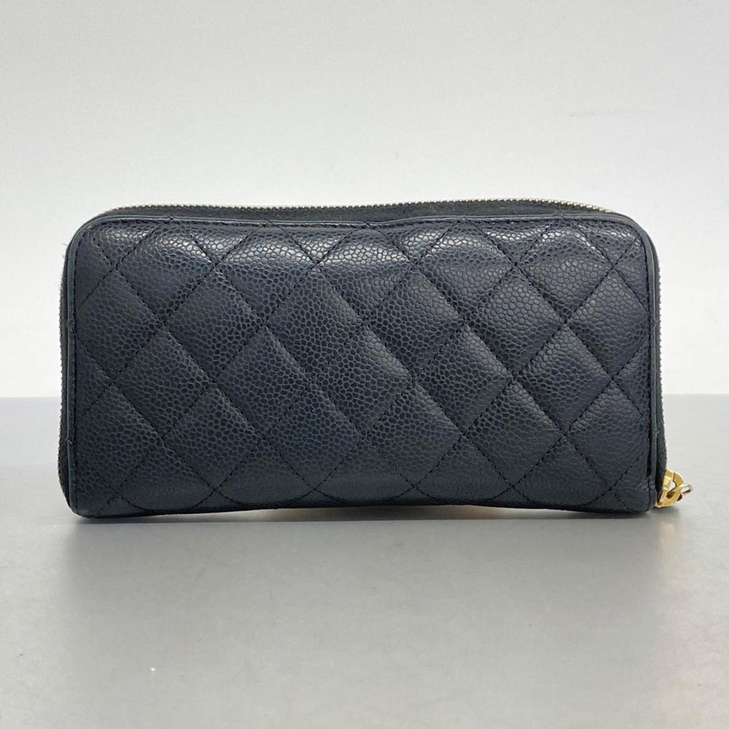 Chanel Long Wallet Matelasse Caviar Skin Black Women's