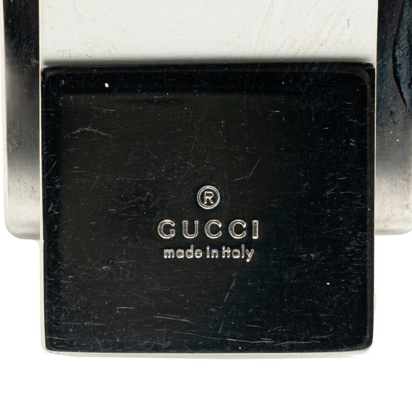Gucci Black Silver Metal Leather Money Clip