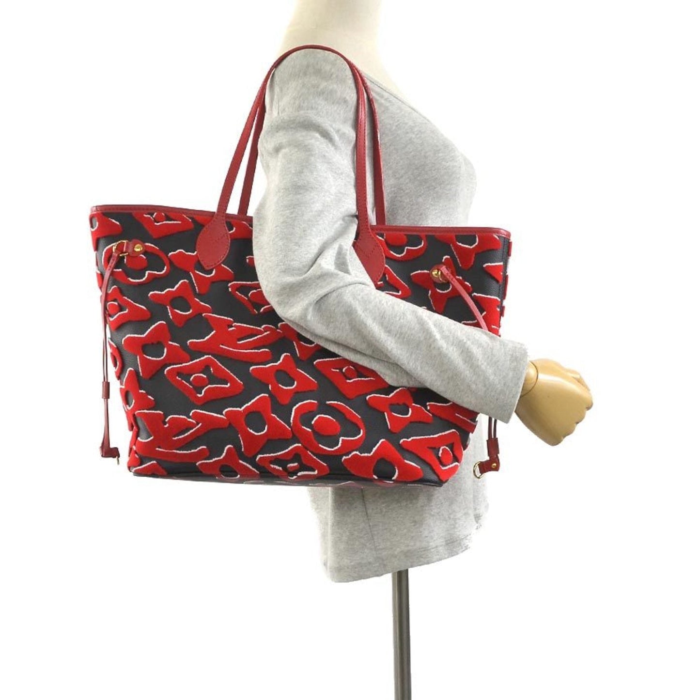 Louis Vuitton Shoulder Bag Tote Monogram LV UF Neverfull MM Black Red Tufted Canvas Ladies M45544