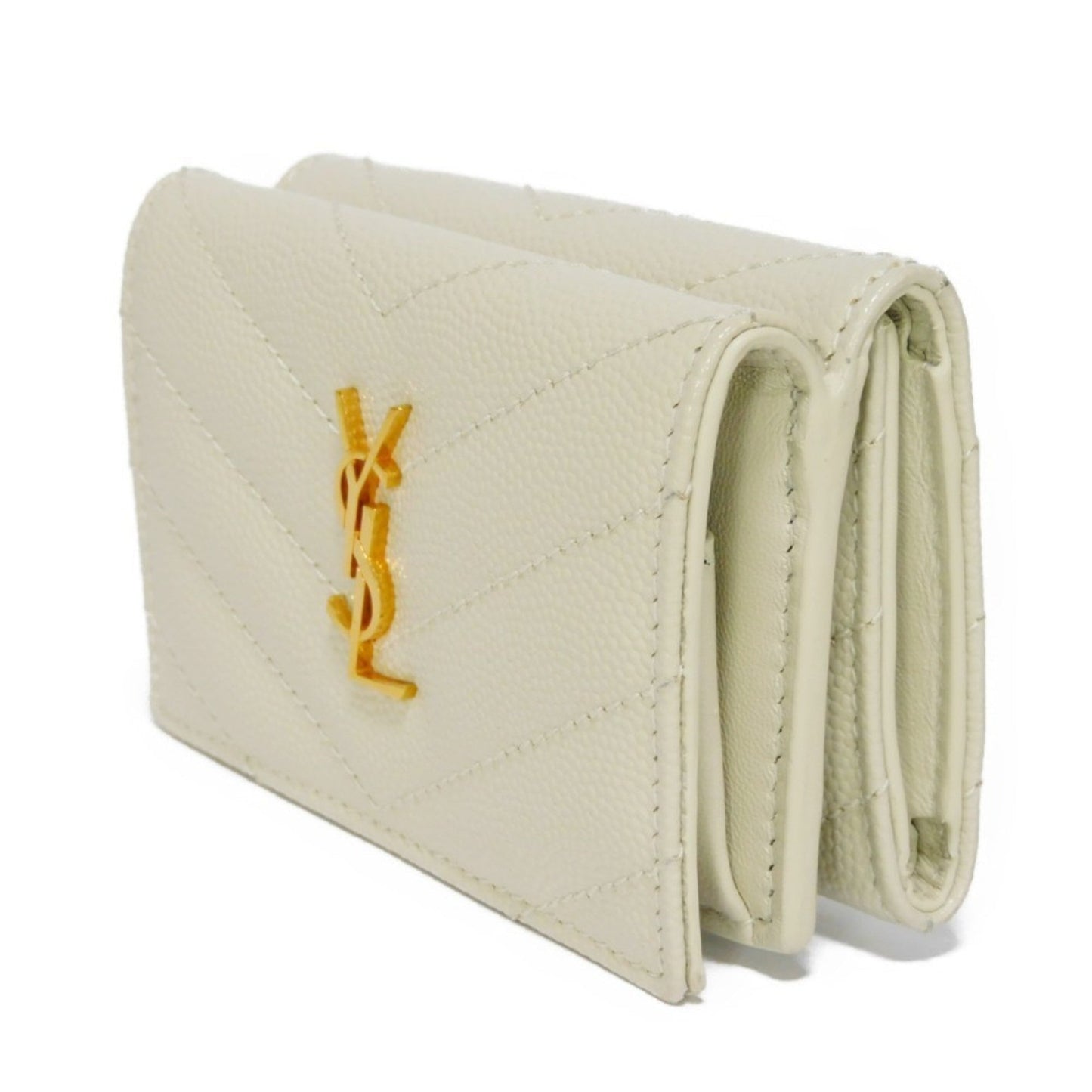 Saint Laurent Trifold Wallet Monogram Origami Tiny YSL Blanc Vintage 668274 BOWA1 9207 Men's Women's Billfold