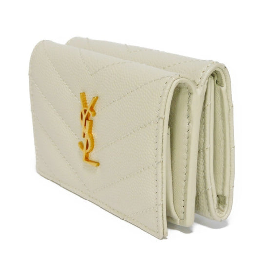 Saint Laurent Trifold Wallet Monogram Origami Tiny YSL Blanc Vintage 668274 BOWA1 9207 Men's Women's Billfold