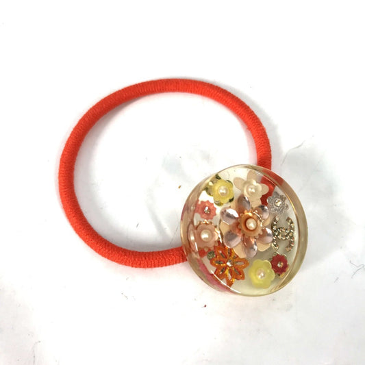Chanel 16C hair accessories flower flowers Hair rubber Orange
