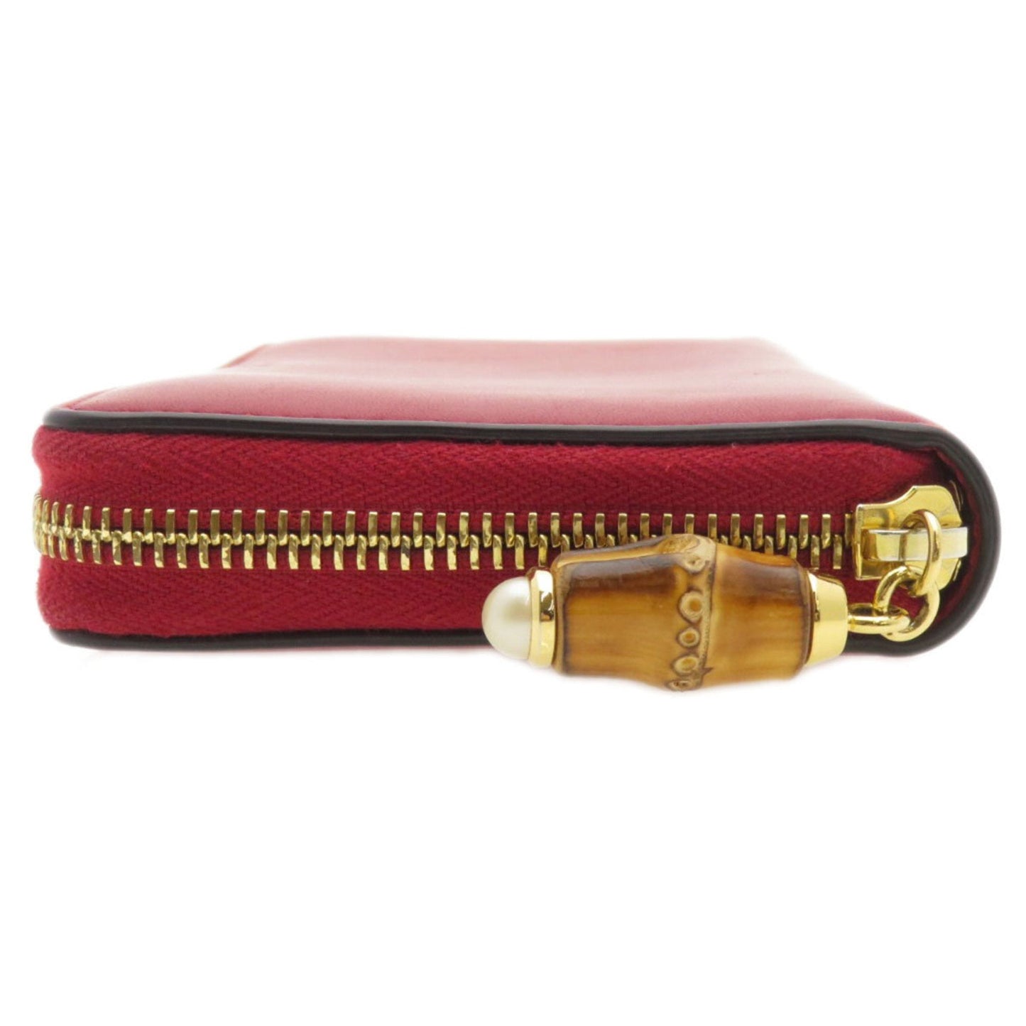 Gucci Red Color Leather Long Wallet (Bi-Fold)