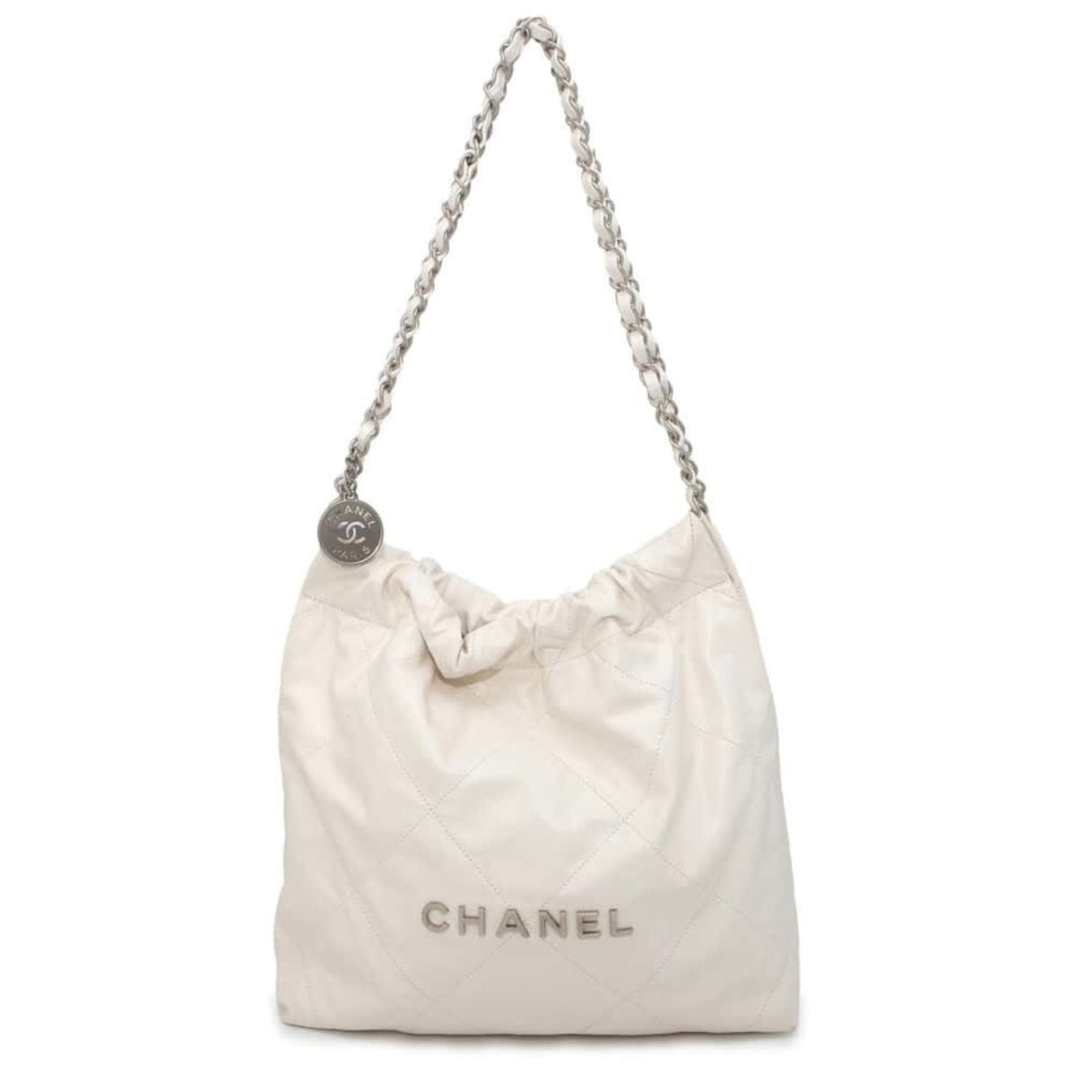 CHANEL Handbag 22 Matelasse Small Shiny Calf AS3260 White