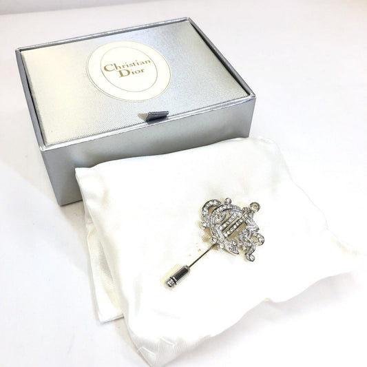 Christian Dior Pin Brooch Crest Emblem Silver Accessory Rhinestone Width Approx. 2.5cm Women's ITNEEHKFV5W4 RLV1633M