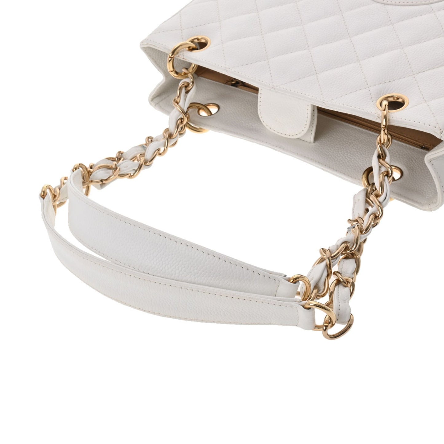 CHANEL PST White Women's Caviar Skin Tote Bag