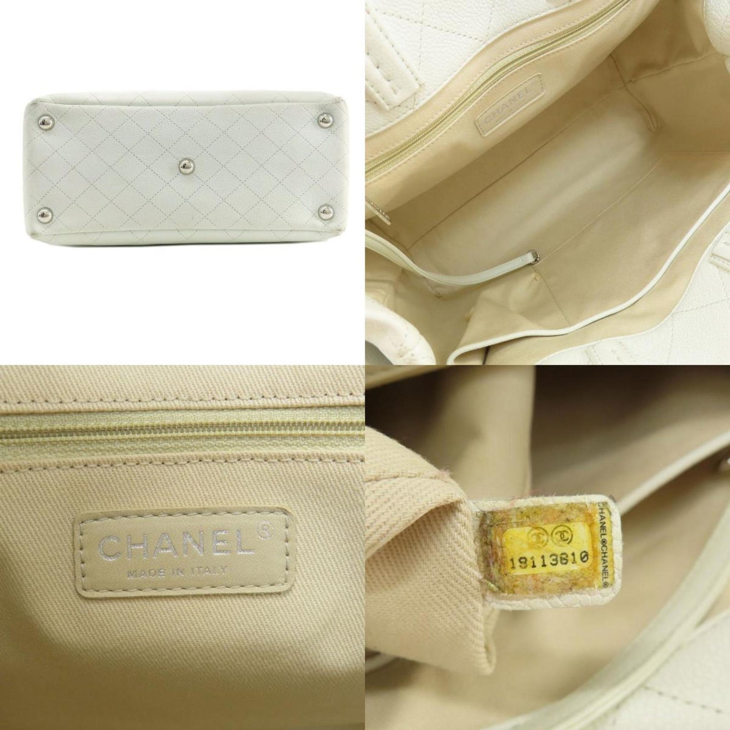 Chanel Chain Shoulder Coco Mark Tote Bag Caviar Skin Women's