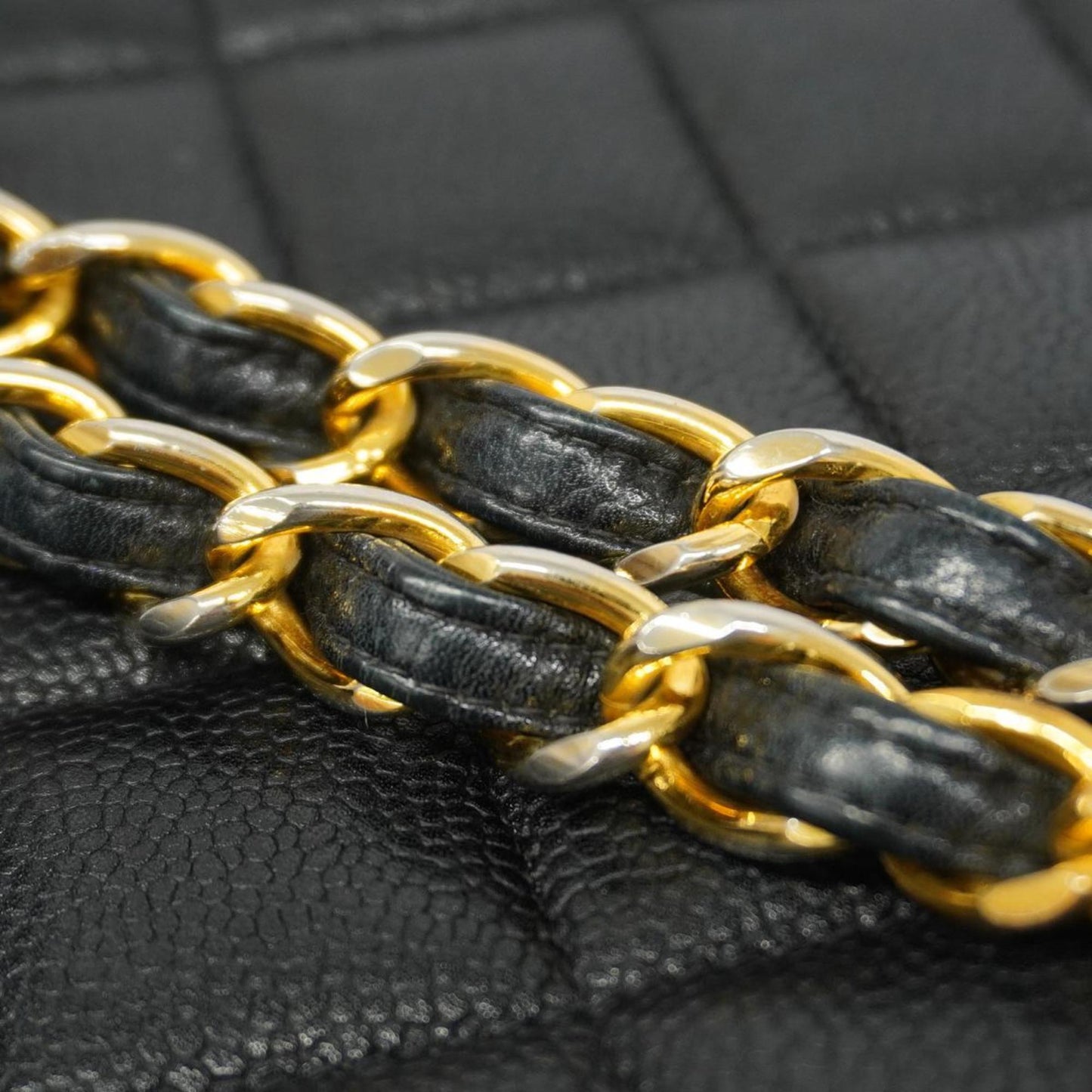 Chanel Shoulder Bag Matelasse Chain Caviar Skin Black Women's