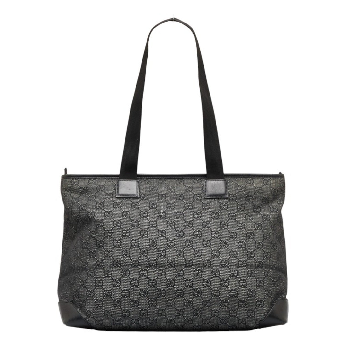 GUCCI tote bag handbag 34339 black canvas leather ladies