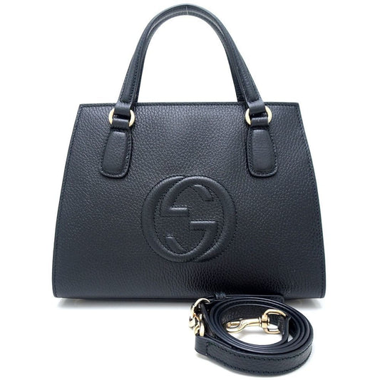 Gucci Black Leather Handbag Shoulder Bag ()