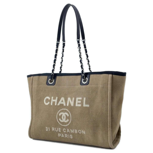 Chanel Chain Tote Bag Deauville Line Medium Canvas A67001
