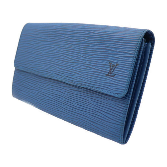LOUIS VUITTON Pochette Portomone Cult Credit Long Wallet M63565 Epi Leather Toledo Blue Gold Hardware Old Snap Button Vintage