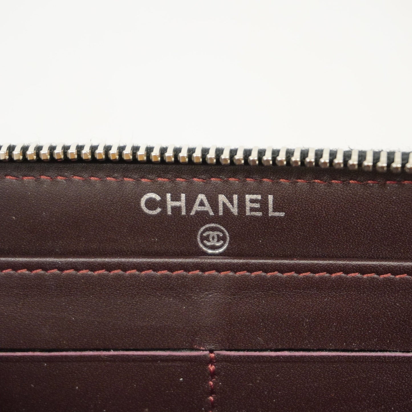 ChanelAuth  Matelasse Bi-fold Long Wallet Silver Metal Fittings Women's