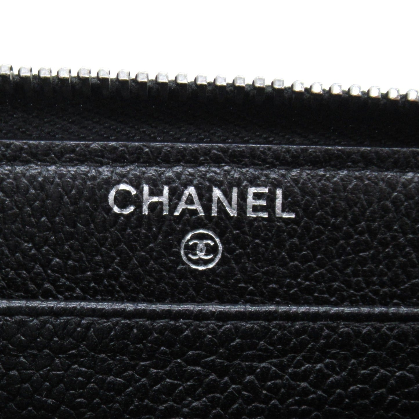 CHANEL Round long wallet Black Caviar Skin (Grained Calf)