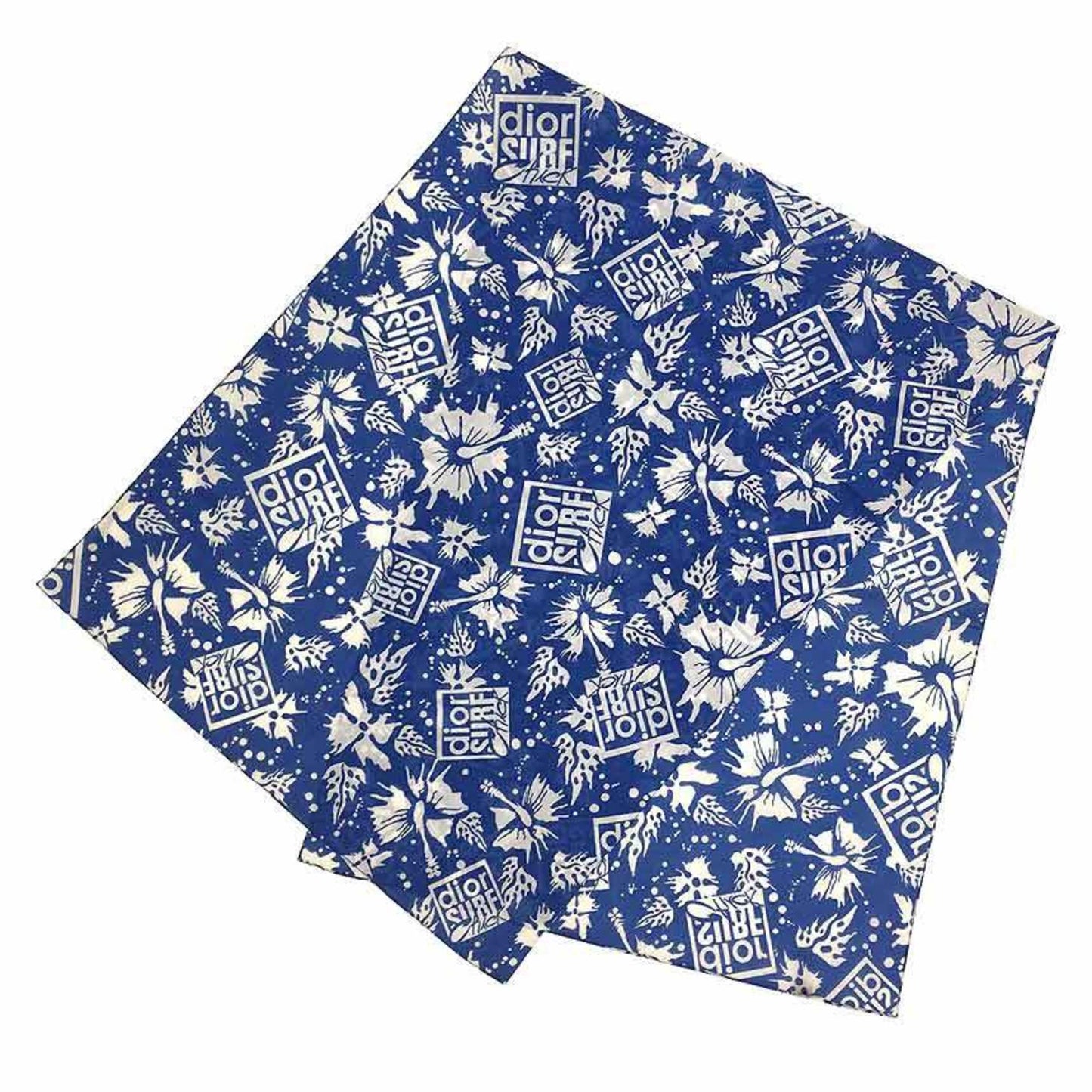CHRISTIAN DIOR stole shawl dior surf chick bandana cotton hibiscus white x blue