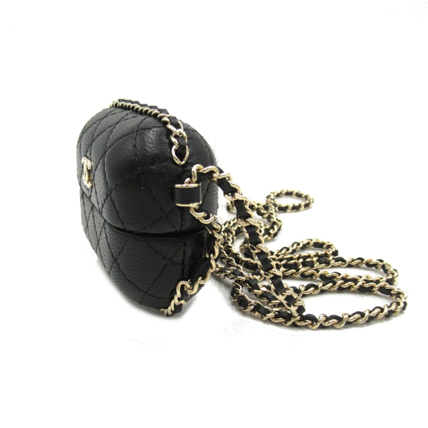CHANEL Airpods Case Shoulder Bag Lambskin (Sheepskin) Women's Black AP2207
