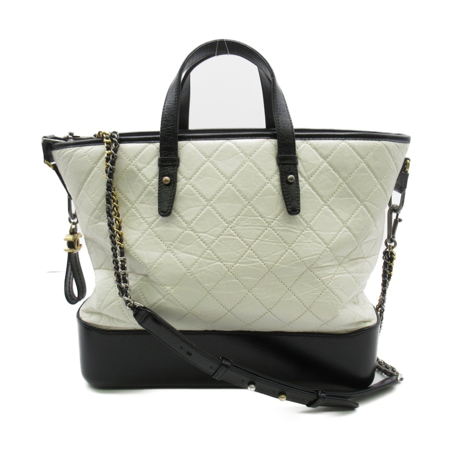 CHANEL Gabriel de 2wayShoulder Bag White Black leather A91876
