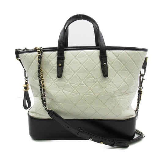 CHANEL Gabriel de 2wayShoulder Bag White Black leather A91876