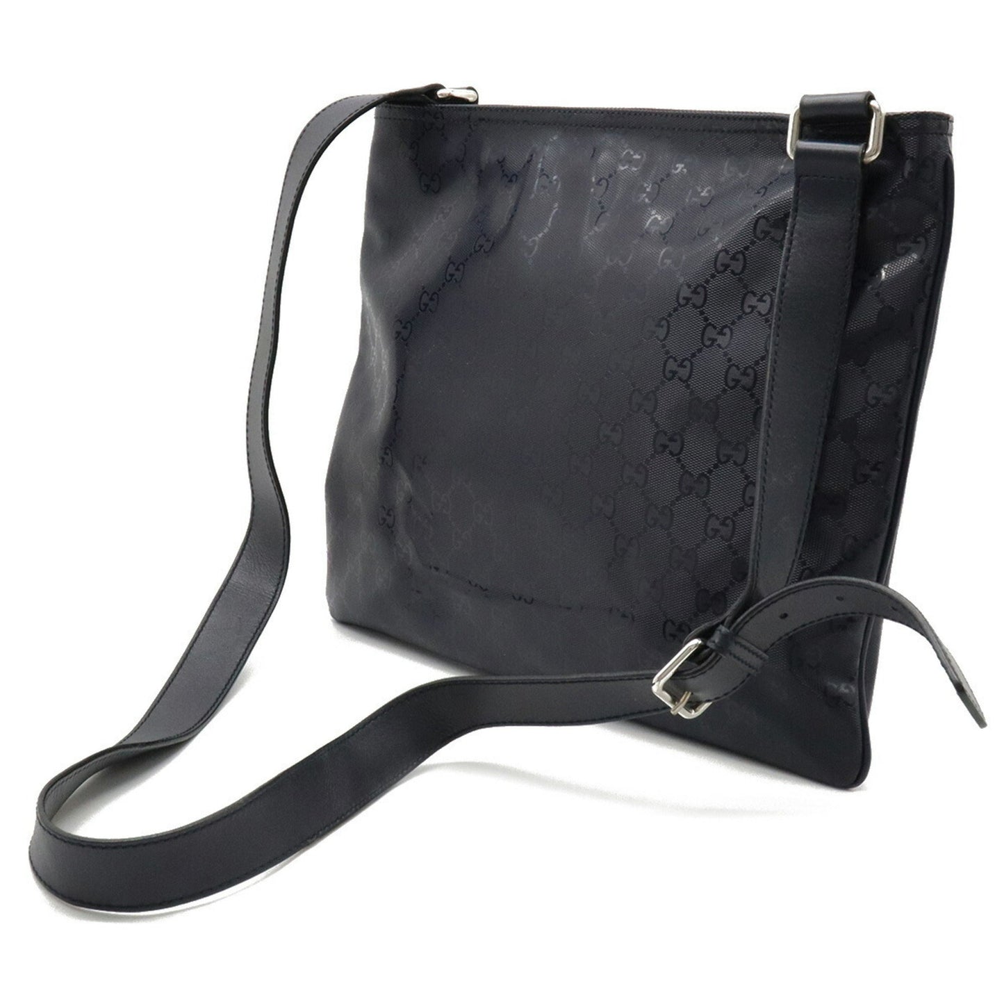 GUCCI GG Implement Crossbody Shoulder Bag PVC Leather Navy 201446