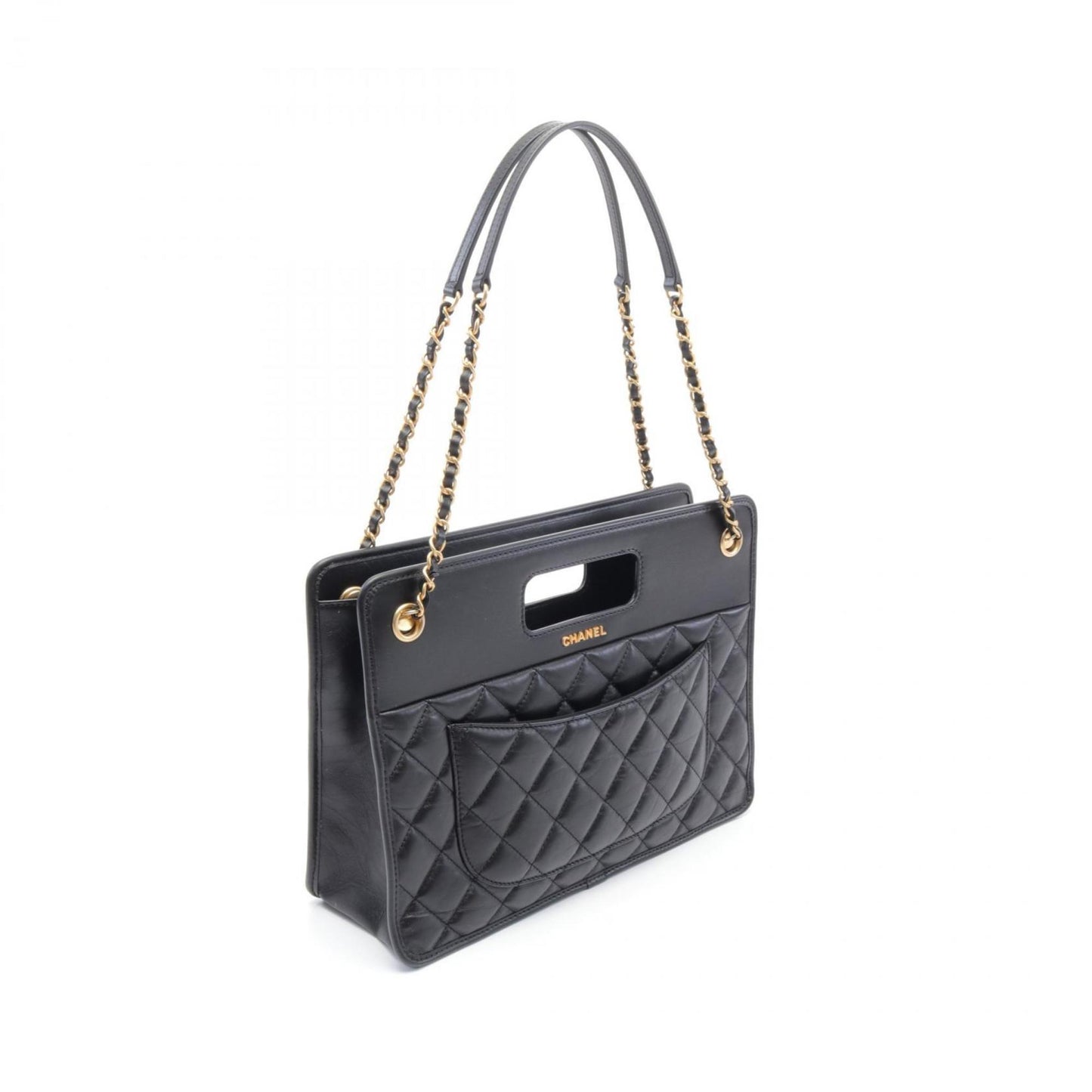CHANEL Coco Mark Small Bag Matelasse Shoulder Leather Women's Black