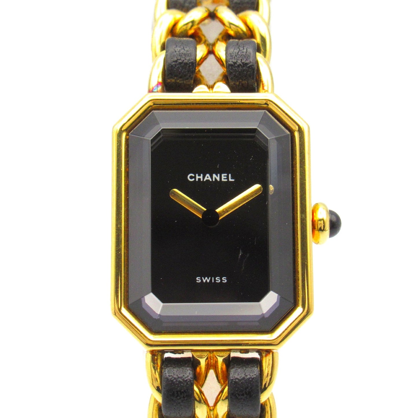 CHANEL Premiere L Wrist Watch H0001 Quartz Black Gold Plated Leather belt H0001