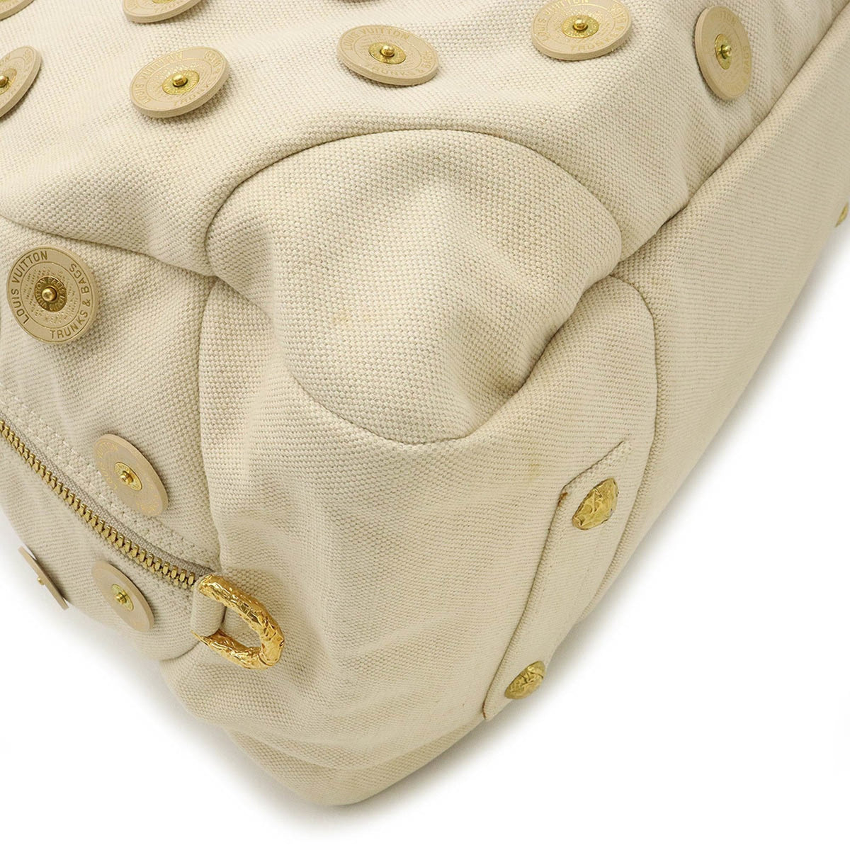LOUIS VUITTON Polkadots Panama Bowlie Handbag Boston Bag Canvas Ivory M95409