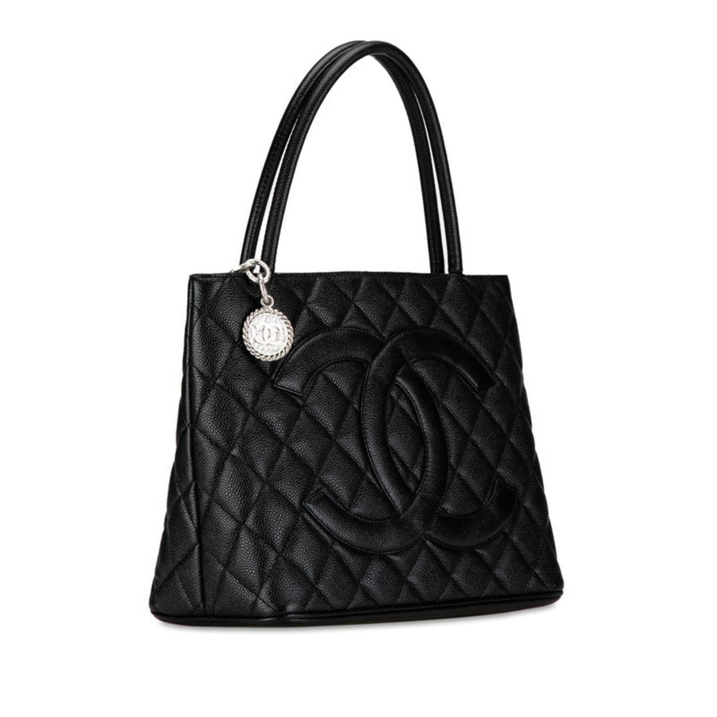 Chanel Reproduction Tote Coco Mark Handbag Bag Black Caviar Skin Women's CHANEL