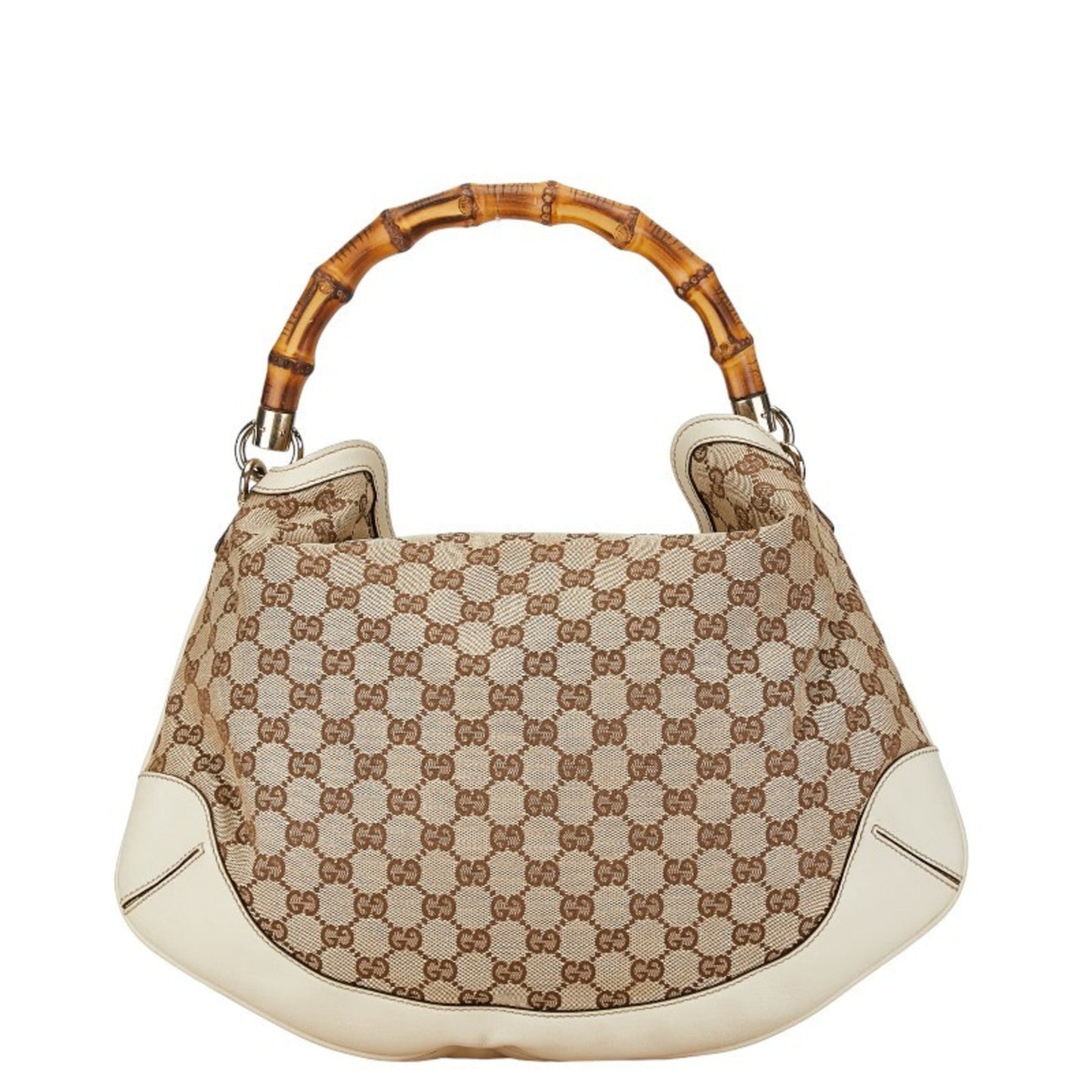 Gucci Beige Ivory White Canvas Leather Handbag Shoulder Bag