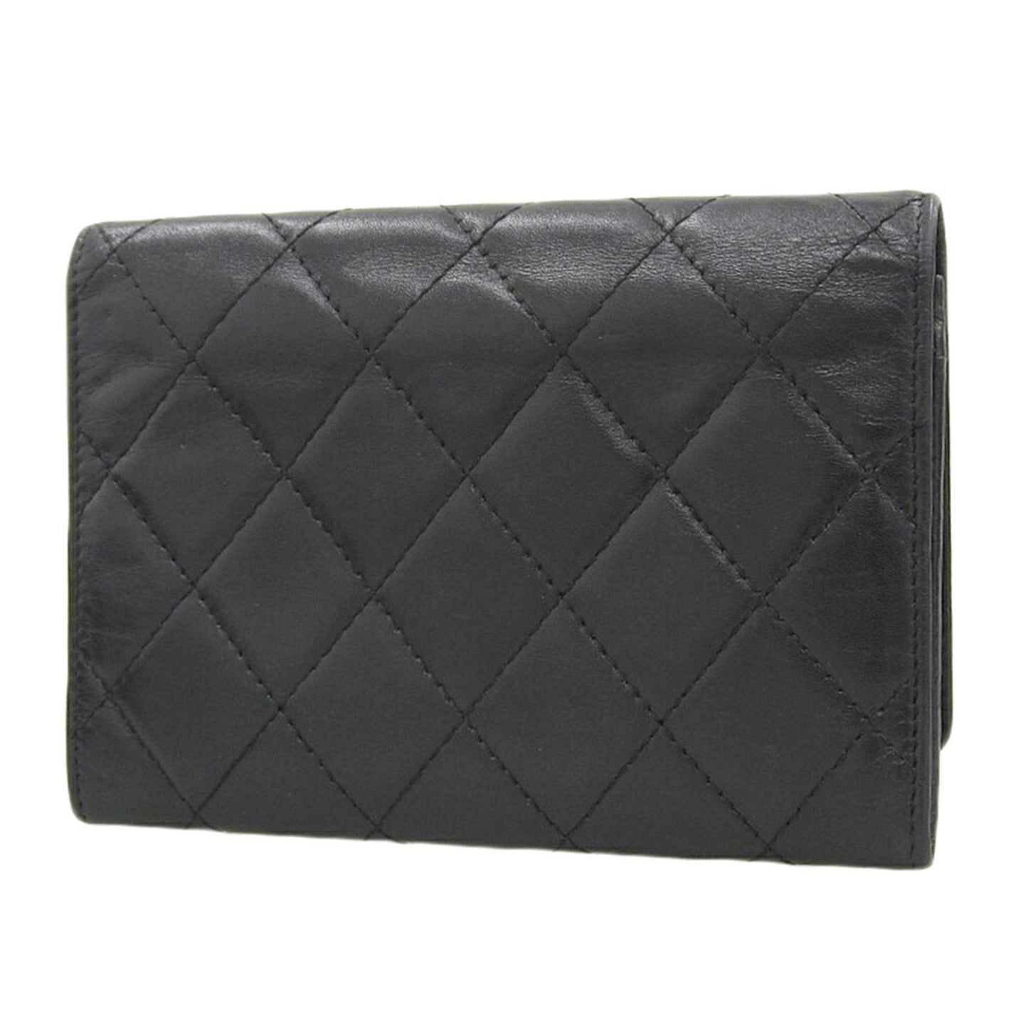 Chanel CHANEL Cambon line Coco mark folding wallet with sticker No. 9 A26722 black leather