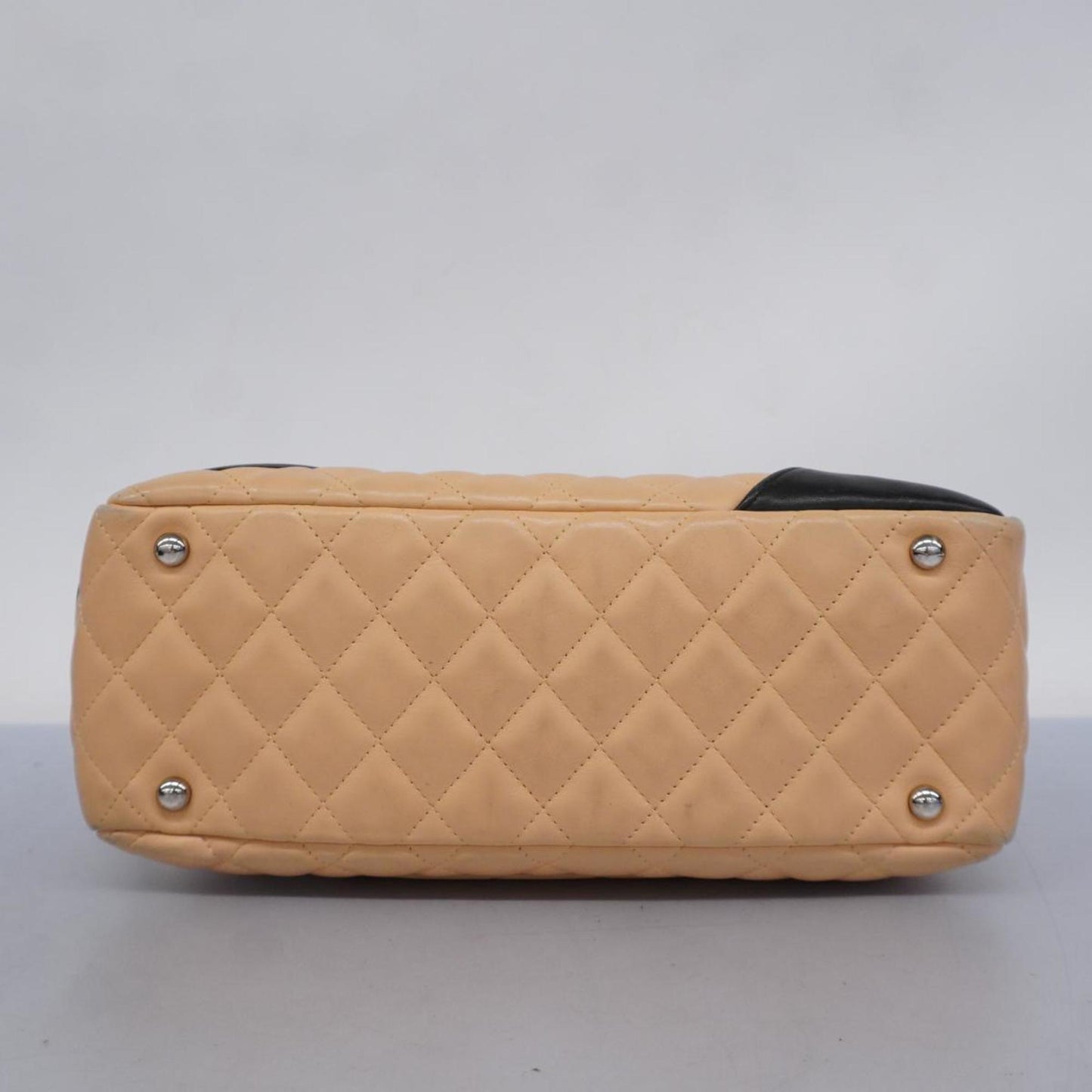 Chanel Shoulder Bag Cambon Lambskin Black Beige Women's