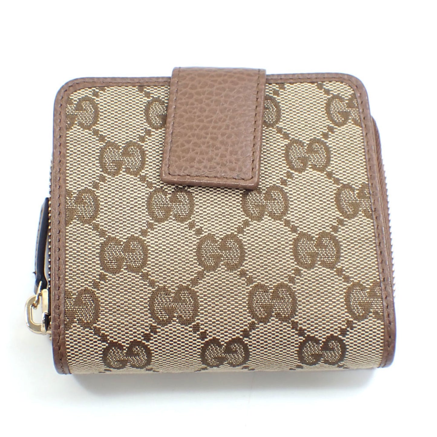 Gucci Beige Brown Gg Canvas Leather Wallet (Bi-Fold)