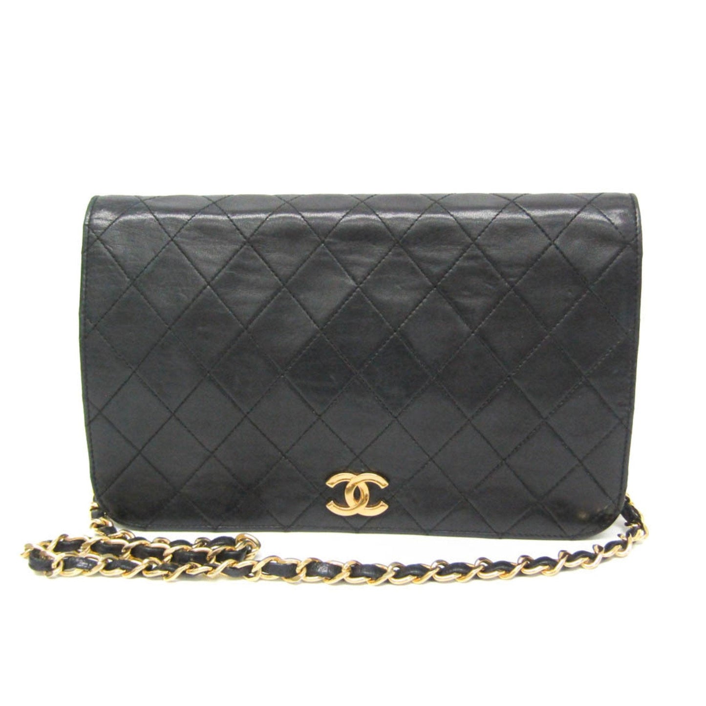 Chanel Matelasse Chain Women's Leather Shoulder Bag Black