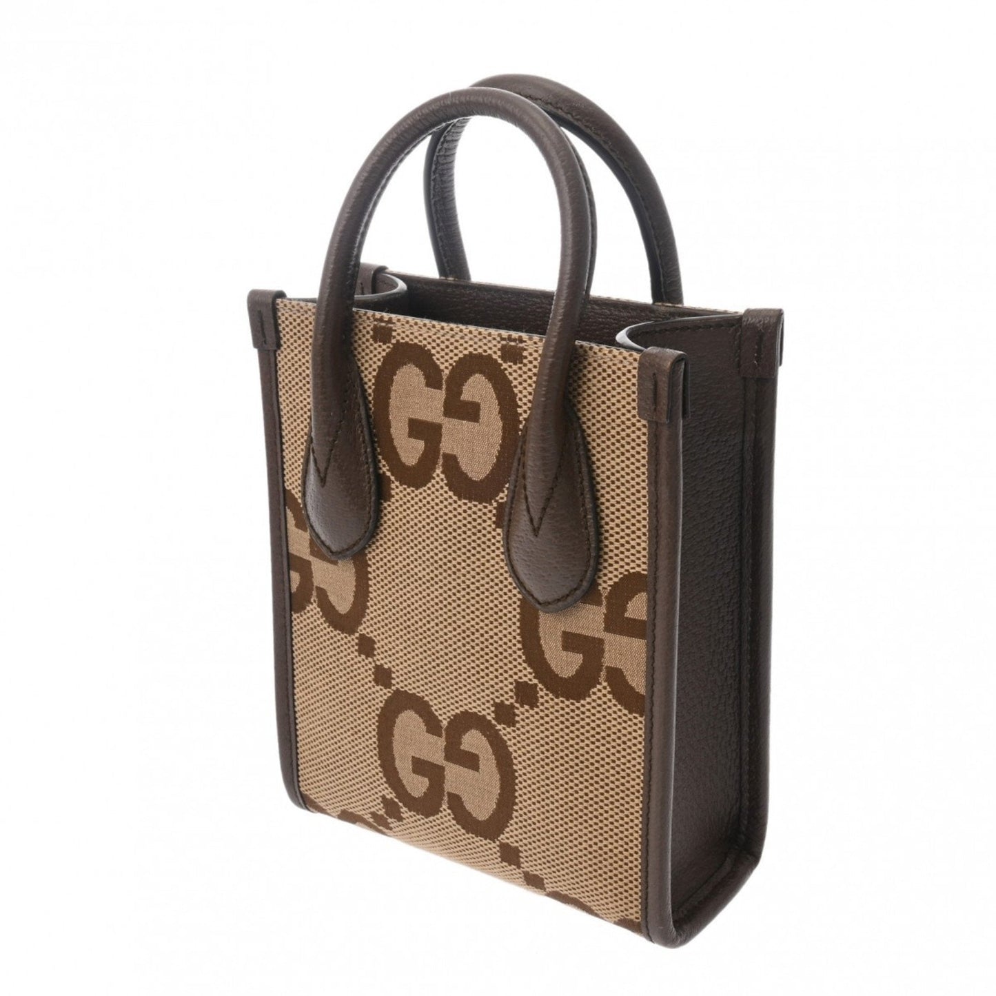 Gucci Gg Canvas Beige Brown Gg Canvas Leather Handbag Tote Bag