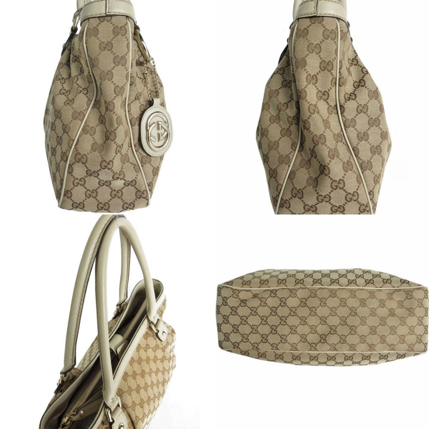 Gucci Beige Canvas Leather Handbag