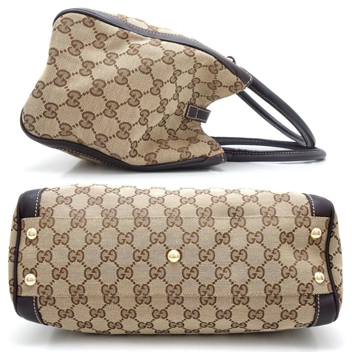 Gucci Beige Brown Gg Canvas Leather Tote Bag