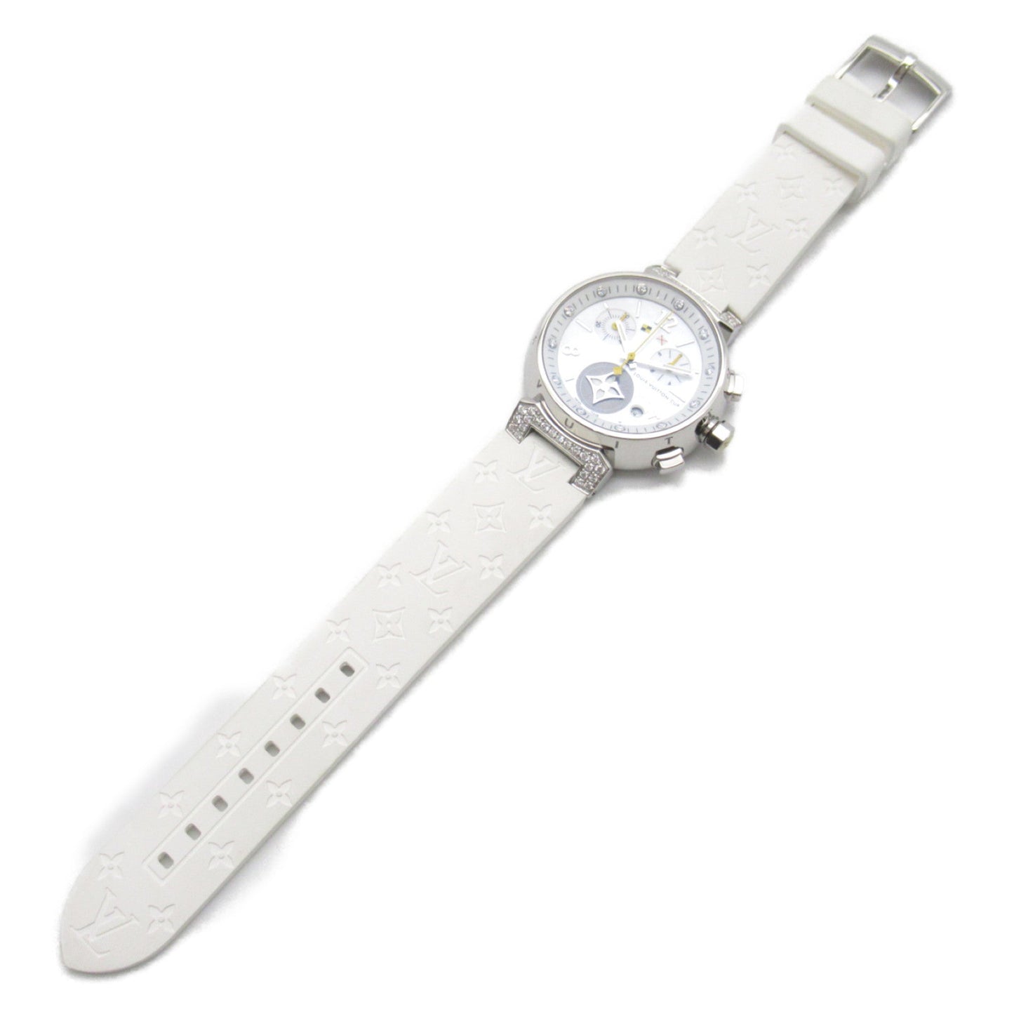 LOUIS VUITTON Tambour Chrono Lovely Cup 12P Diamond/Lug Diamond Wrist Watch Wrist Watch Q132H Quartz White White shell Q132H