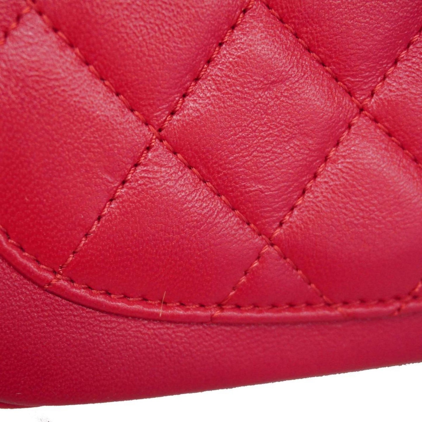 Chanel Shoulder Bag Matelasse Chain Lambskin Red Women's