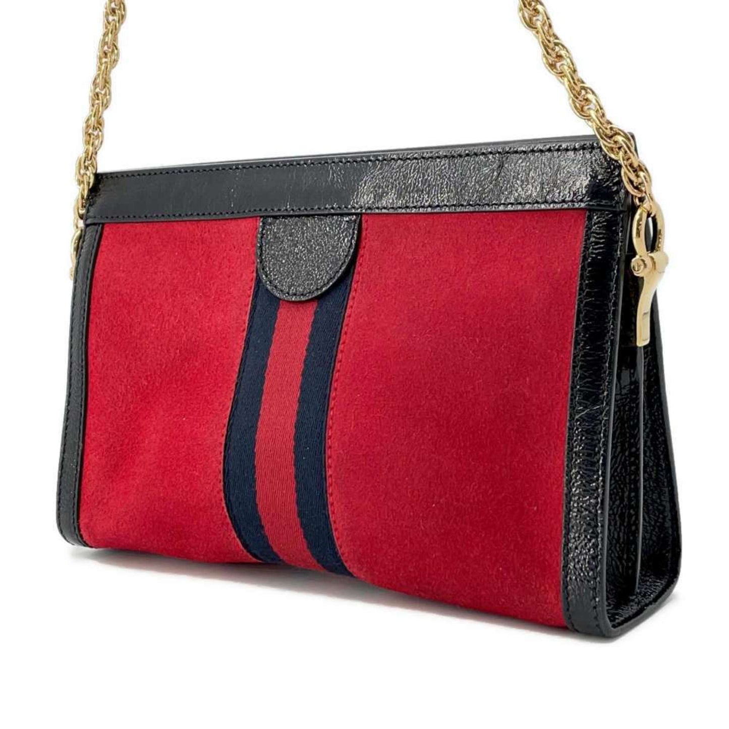 Gucci Black Red Color Suede Pvc Shoulder Bag
